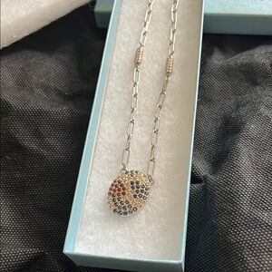 Touchstone Crystal Silver and Gold Necklace with Dazzling Pendant